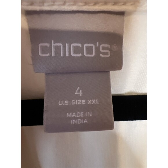 Chico's Womens Ivory Long Sleeve V-Neck T-Shirt Blouse Sz 4 XXL Stretch Sparkle - Picture 5 of 11